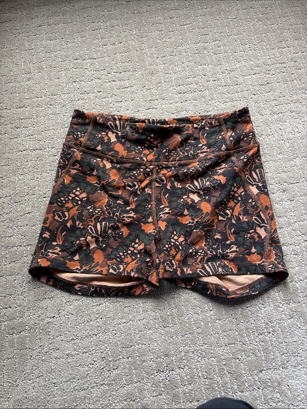 Outdoor Voices Black and Rust Floral Athletic Shorts